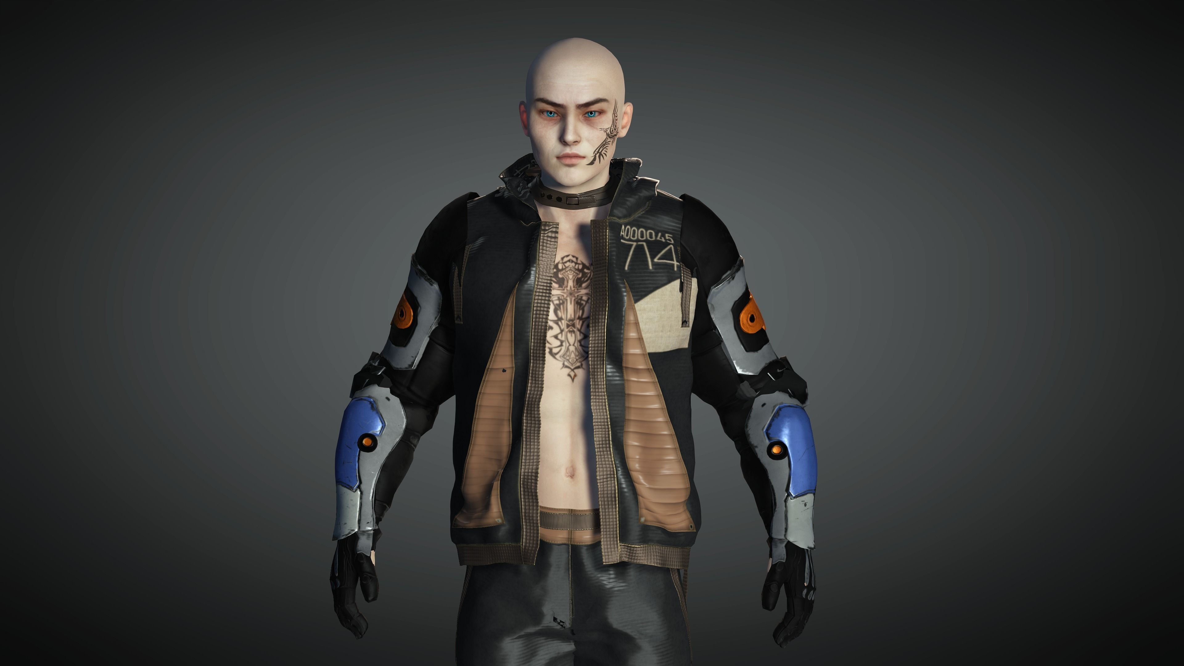 AAA Cyber Punk Male Character 01 Low-poly 3D model_19