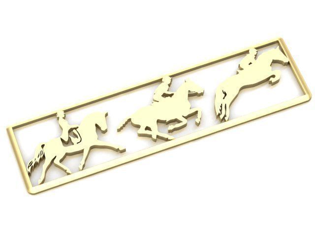 three horse riding emblem of equestrian competition 3D print model_1