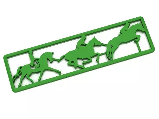 three horse riding emblem of equestrian competition 3D print model_0