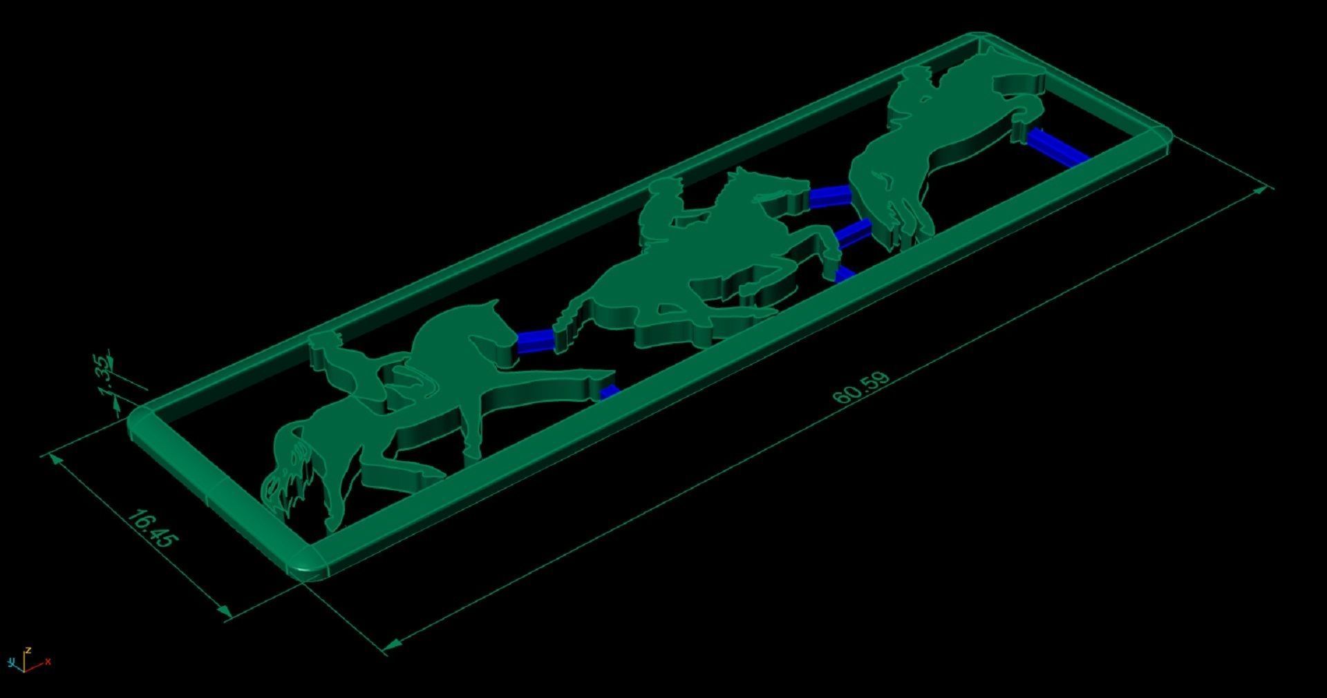 three horse riding emblem of equestrian competition 3D print model_2