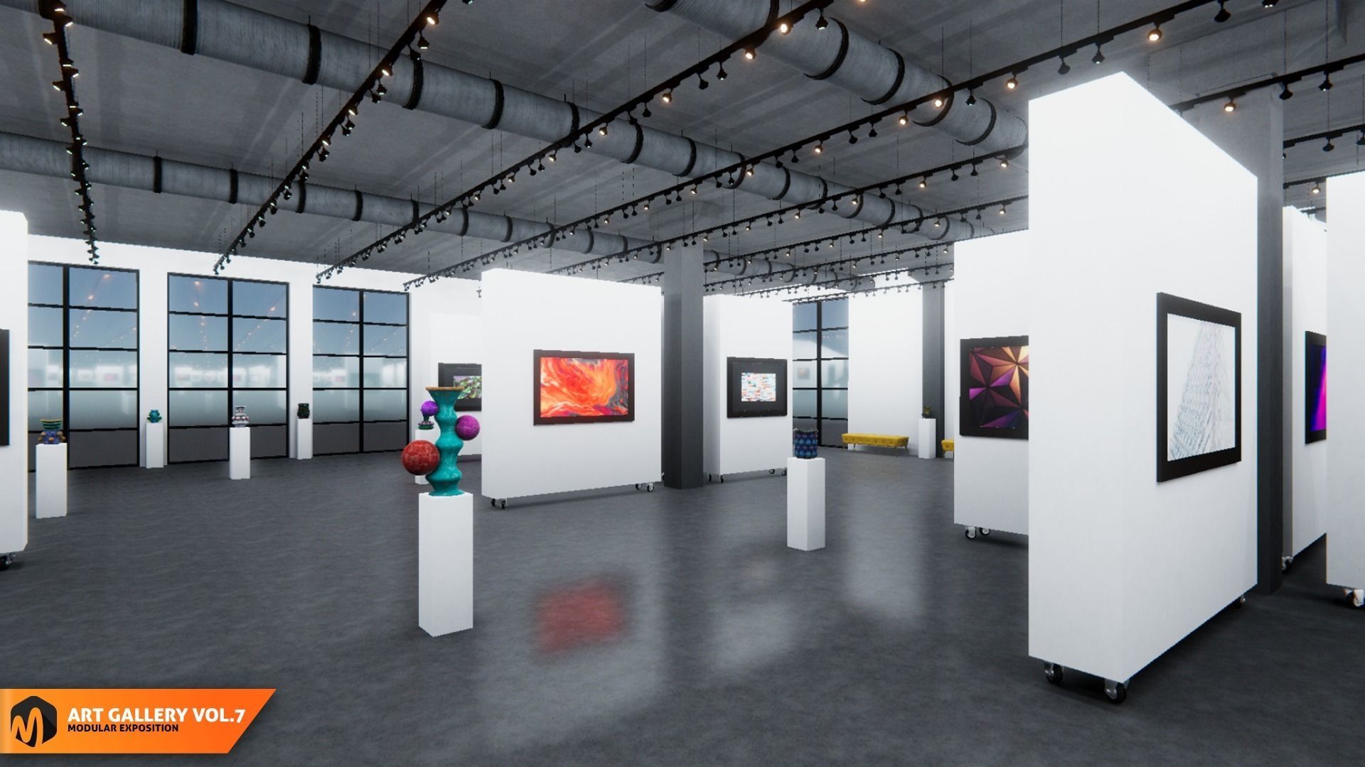 Art gallery Vol7 - modular exposition 3D model_1