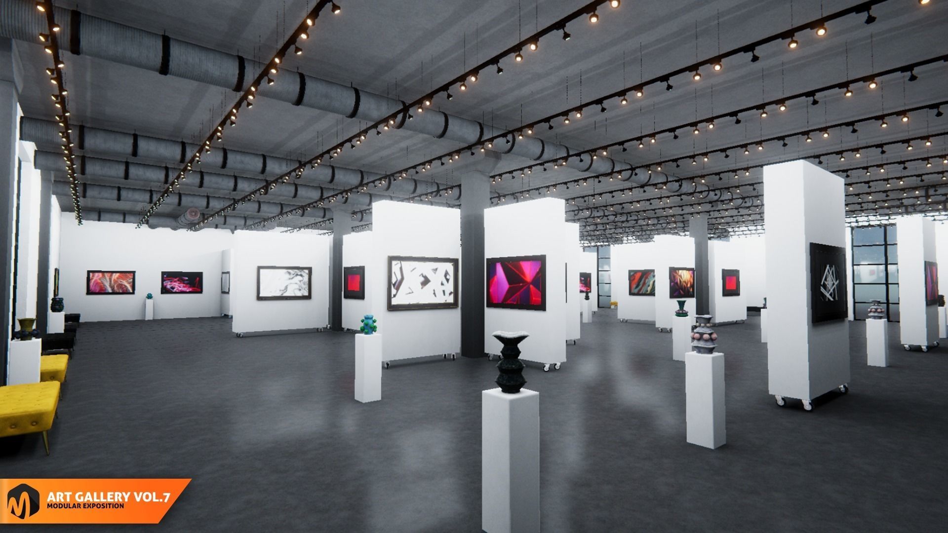 Art gallery Vol7 - modular exposition 3D model_8