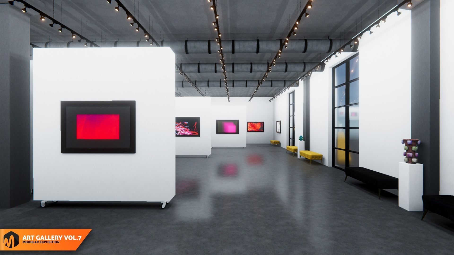 Art gallery Vol7 - modular exposition 3D model_7