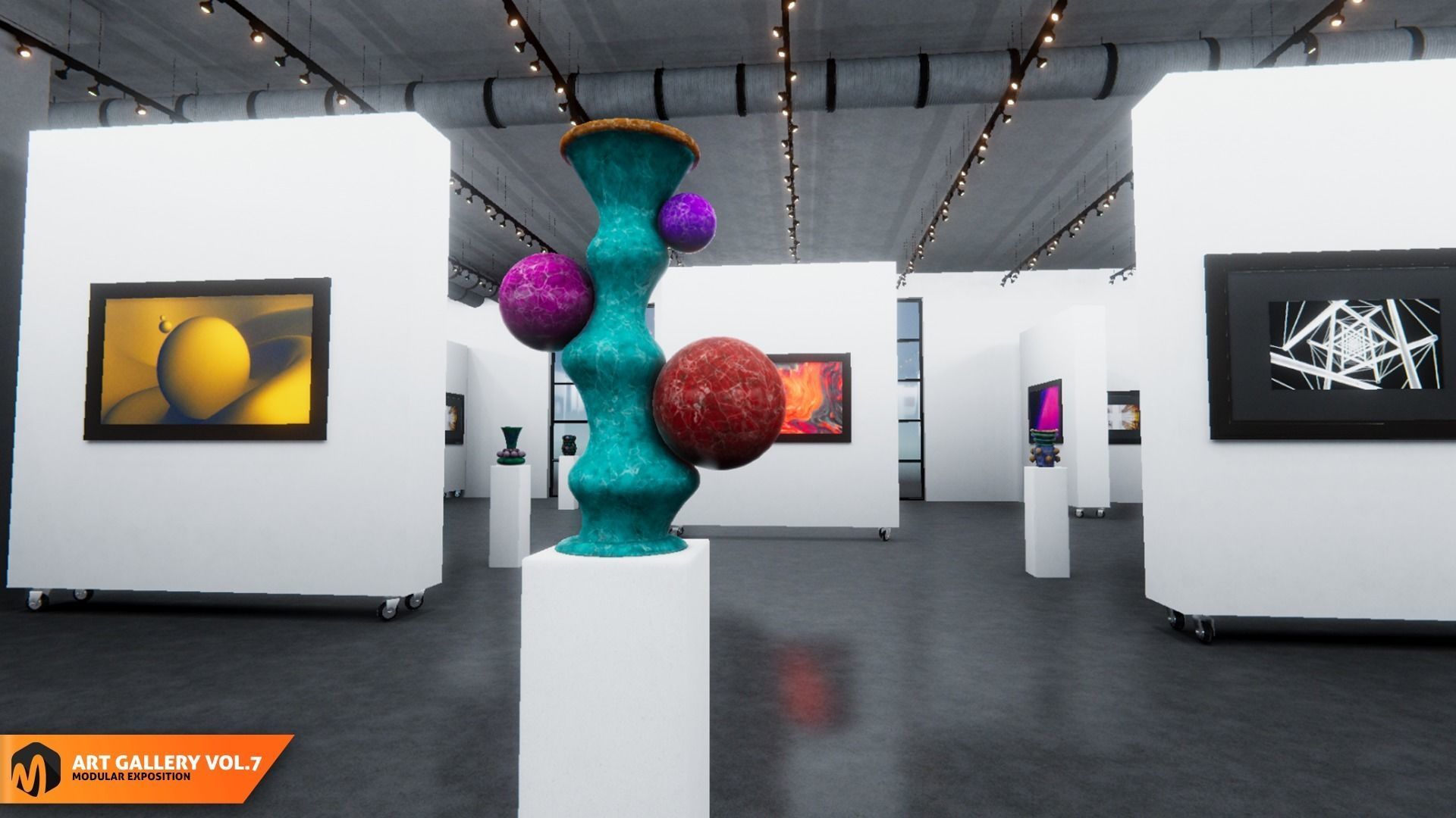 Art gallery Vol7 - modular exposition 3D model_17