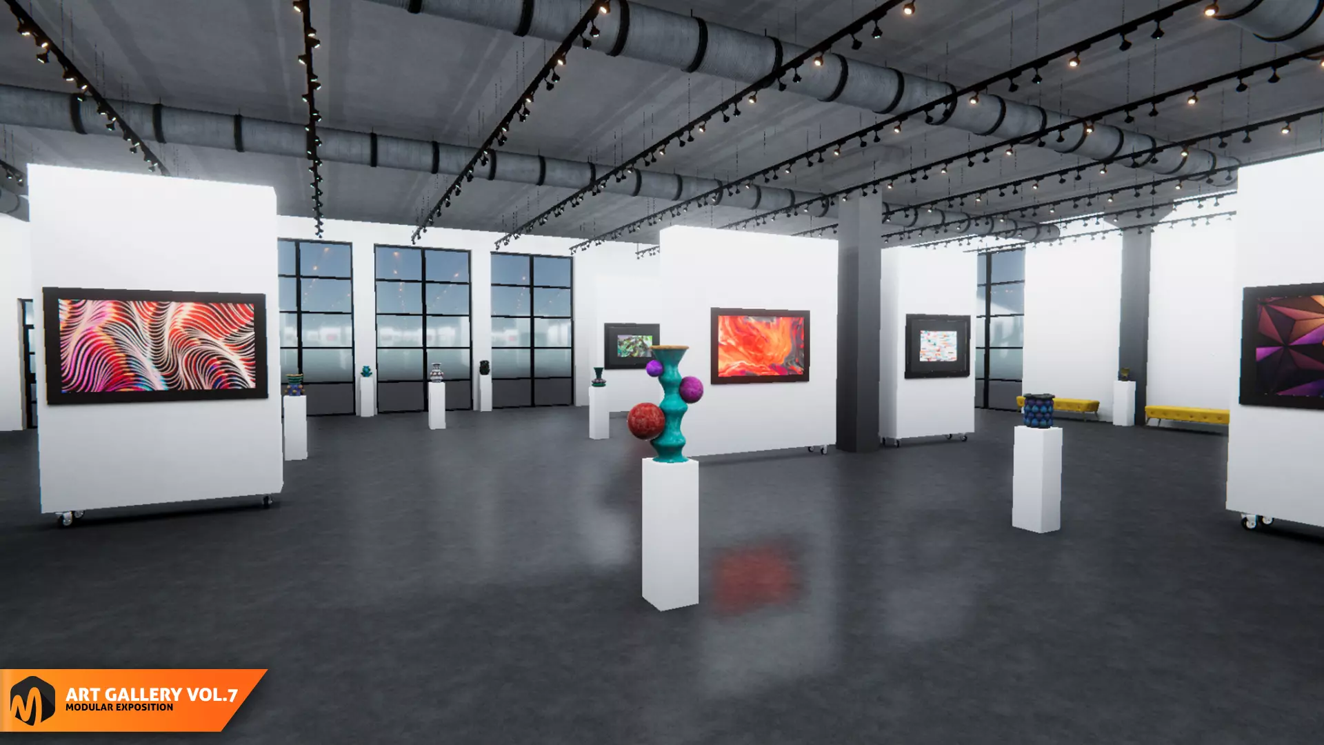 Art gallery Vol7 - modular exposition 3D model_0