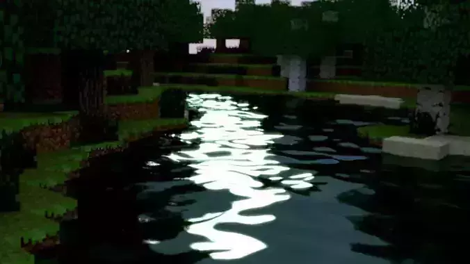 3d-Minecraft World with Relastic Water Low-poly 3D model