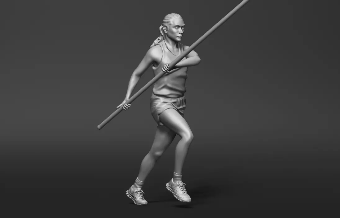 Pole vault female statue 3D print model_0