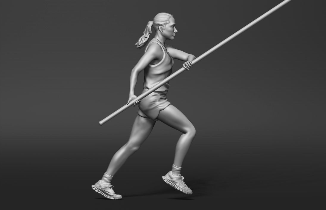 Pole vault female statue 3D print model_1