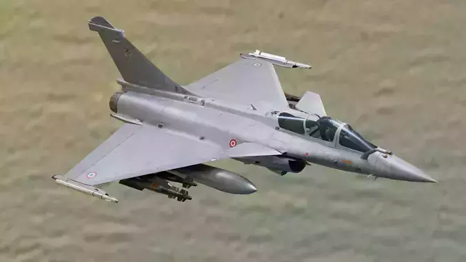 Dassault Rafale C - Rigged - High Resolution Cocpit Low-poly 3D model