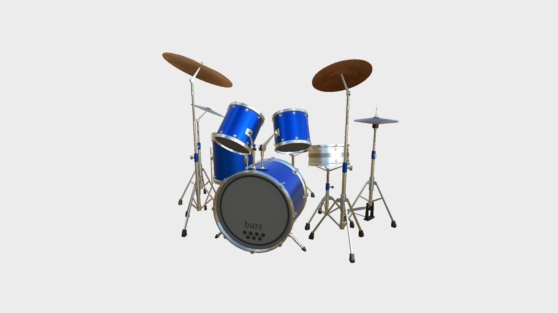 Drum 02 Blue- Drumming Music Instrument Design Low-poly 3D model_2