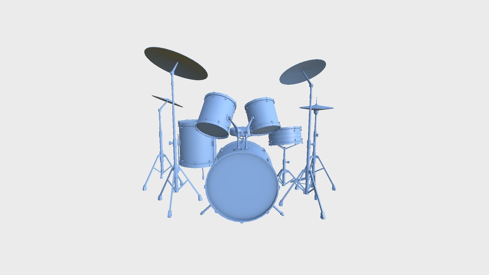 Drum 02 Blue- Drumming Music Instrument Design Low-poly 3D model_7