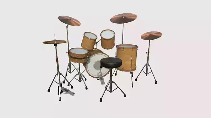 Drum 03 Wood Light - Drumming Music Instrument Design Low-poly 3D model