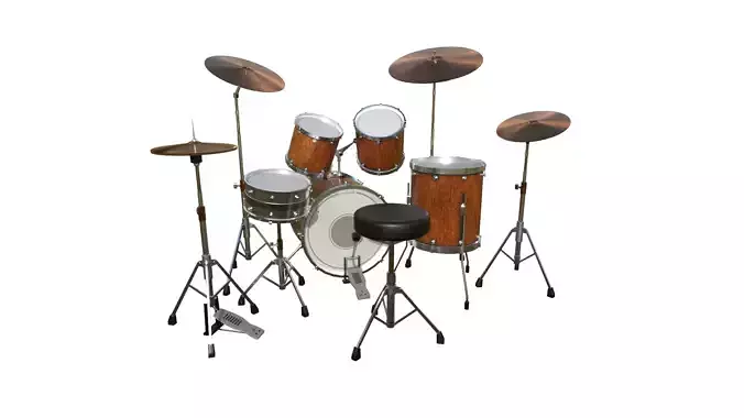 Drum 04 Dark Wood - Drumming Music Instrument Design Low-poly 3D model
