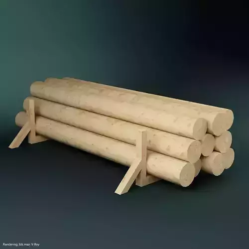 Cylindrical wooden beams 3D model