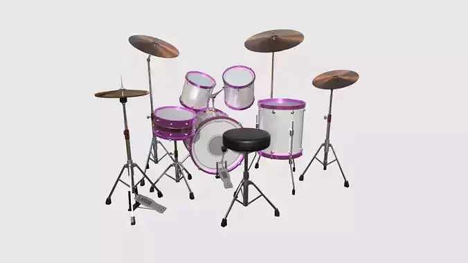 Drum 05 Pink - Drumming Music Instrument Design Low-poly 3D model