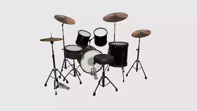 Drum 07 Black - Drumming Music Instrument Design Low-poly 3D model