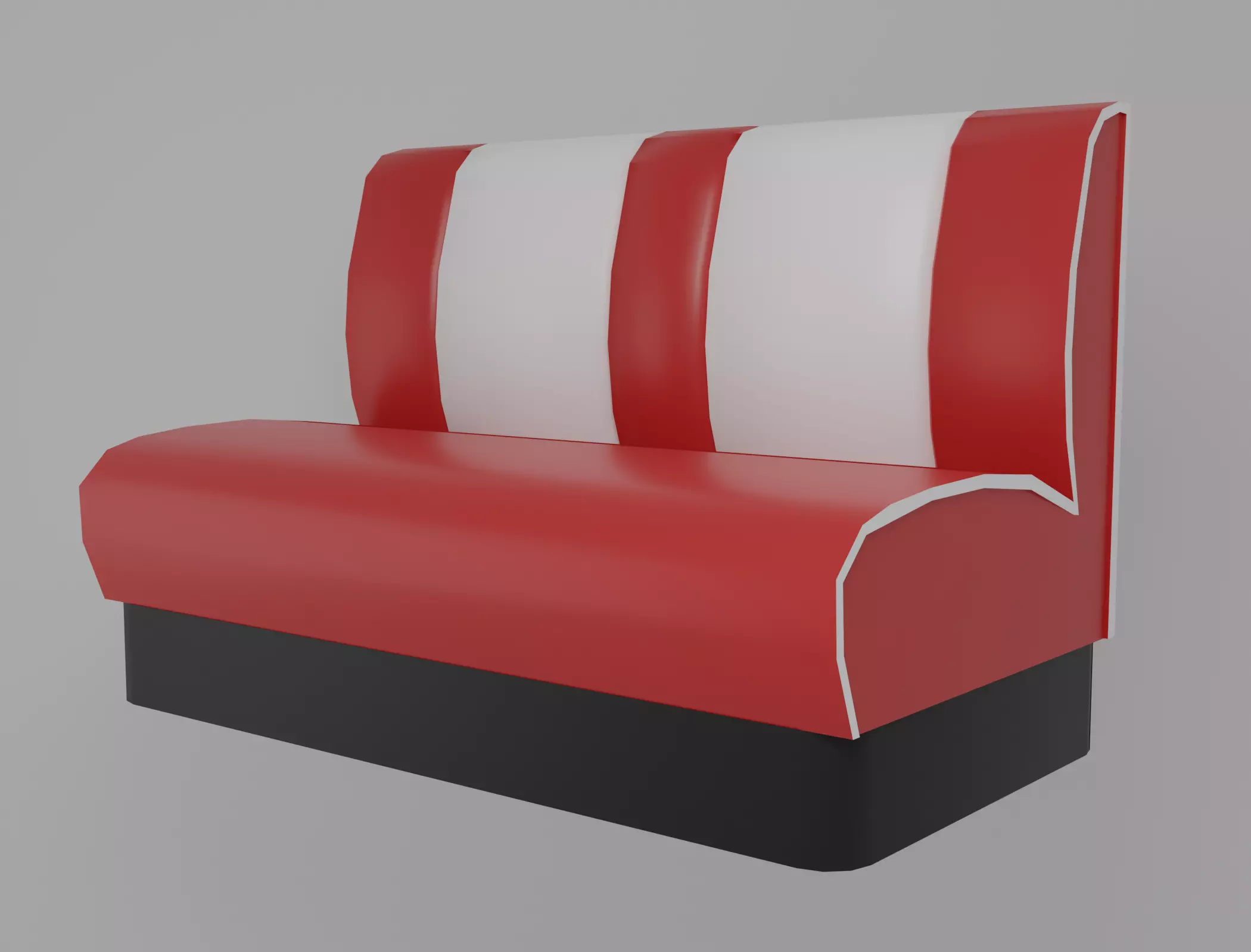 American diner bench Low-poly 3D model