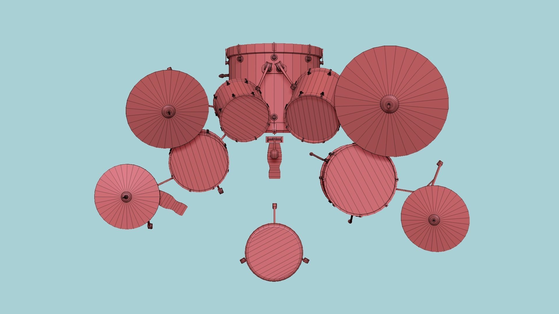 Drum 08 Red Black - Drumming Music Instrument Design Low-poly 3D model_15