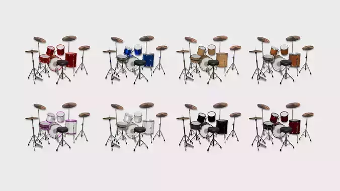 08 Drum Colors Collection - Drumming Music Instrument Design 