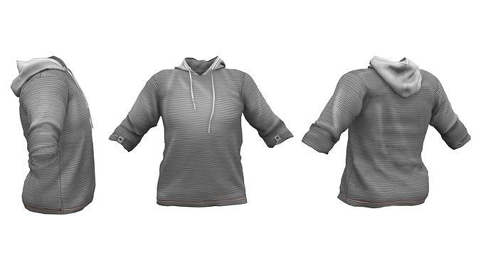 Long Sleeve Hooded T-shirt Low-poly 3D model