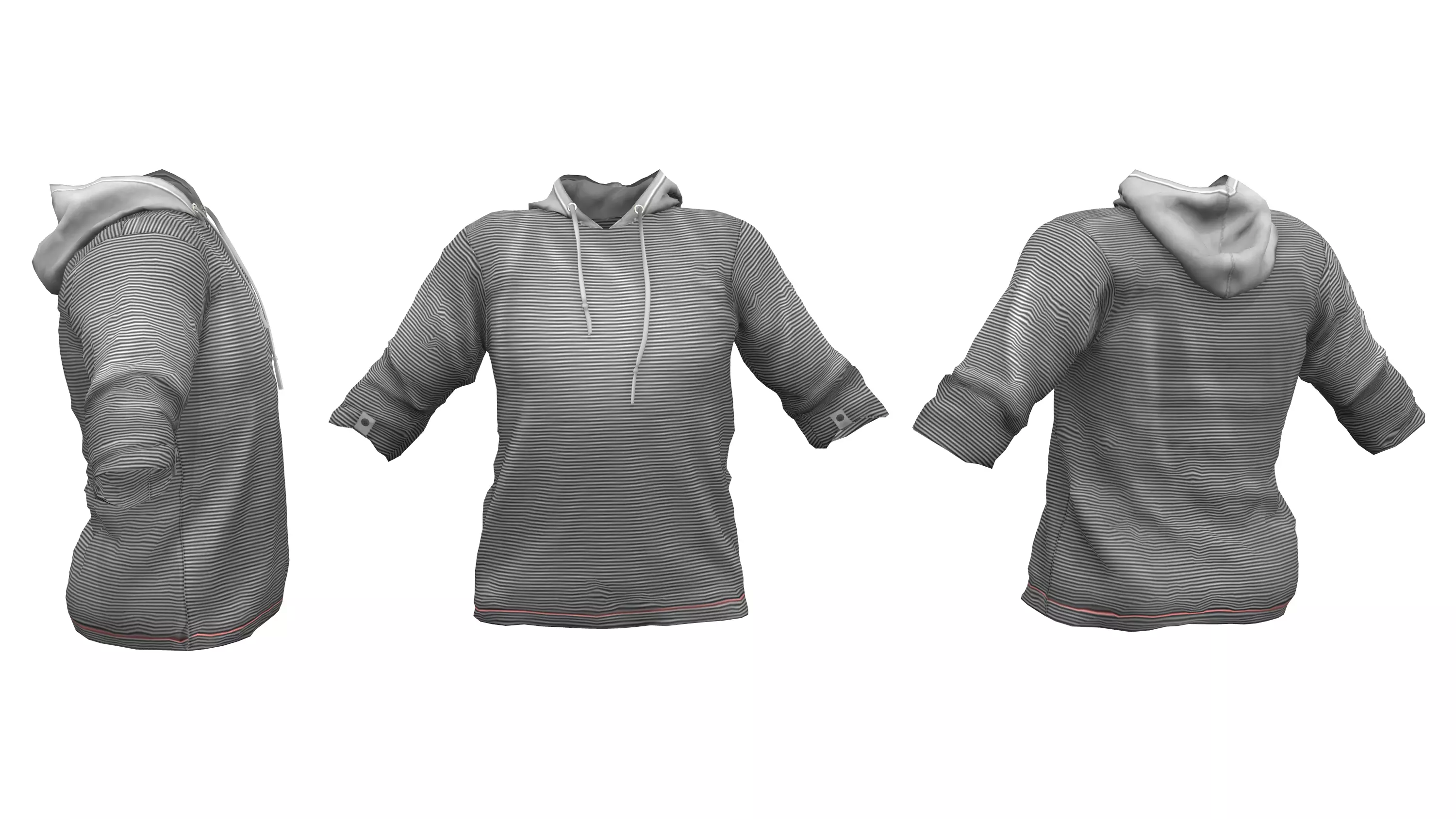 Long Sleeve Hooded T-shirt Low-poly 3D model