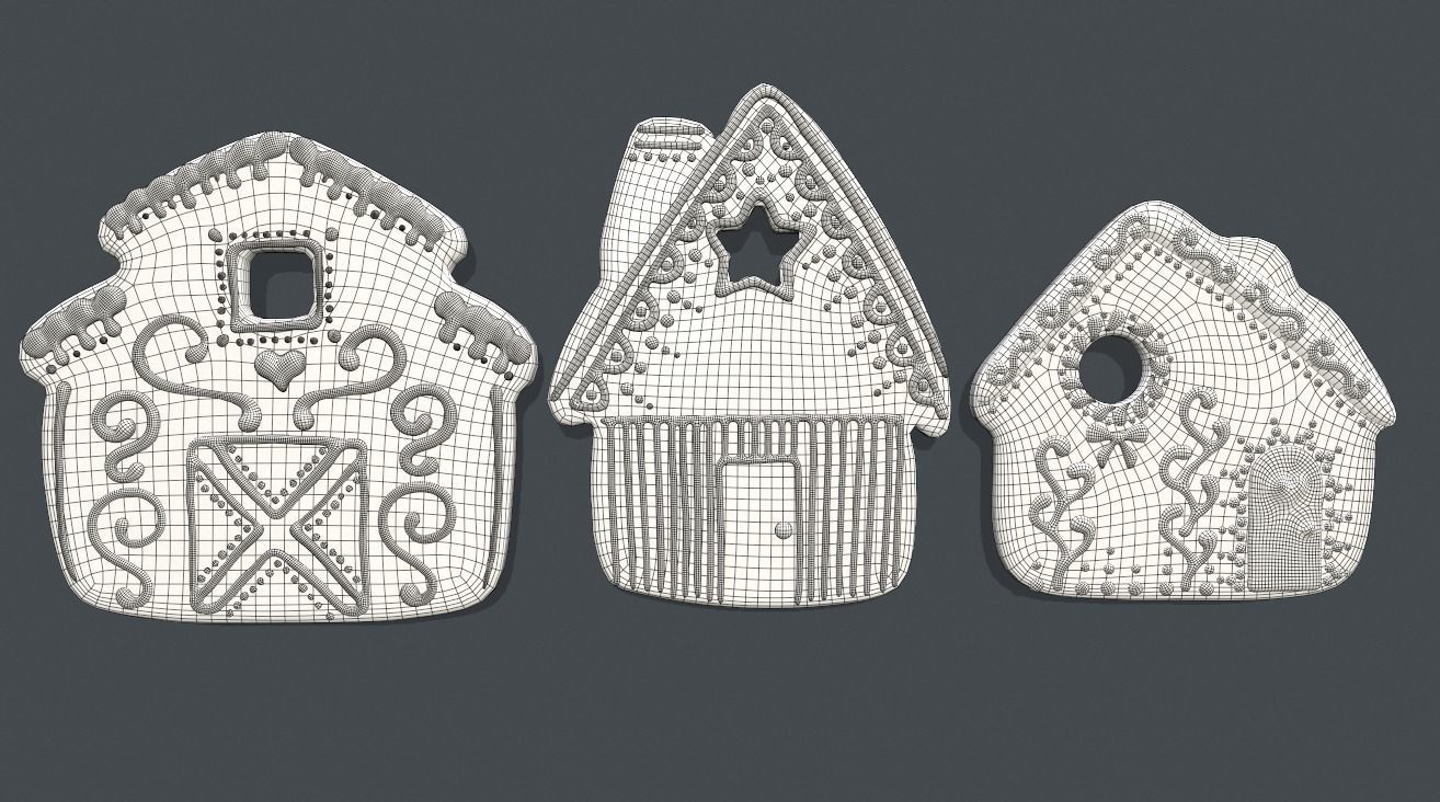 PBR Cookie Houses  3D model_6