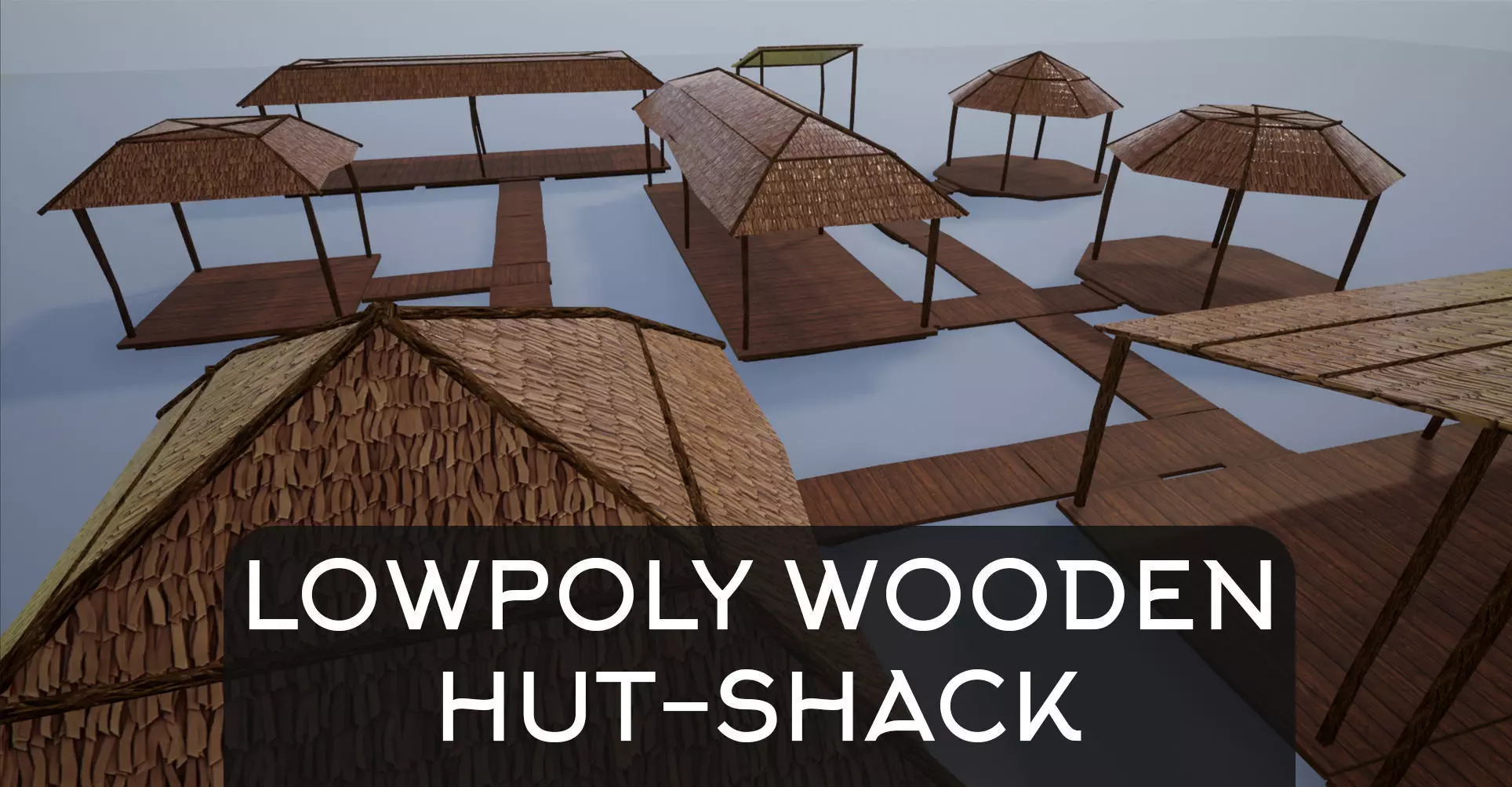 Lowpoly Stylized Wooden Huts-Shacks-Sheds Low-poly 3D model
