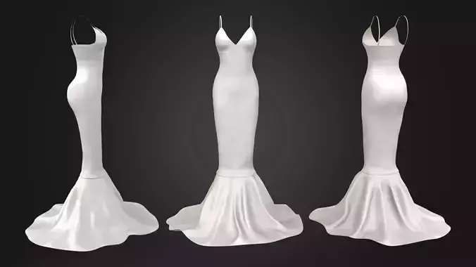 Mermaid Wedding Dress Low-poly 3D model