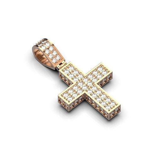 Gold cross with diamonds 3D print model