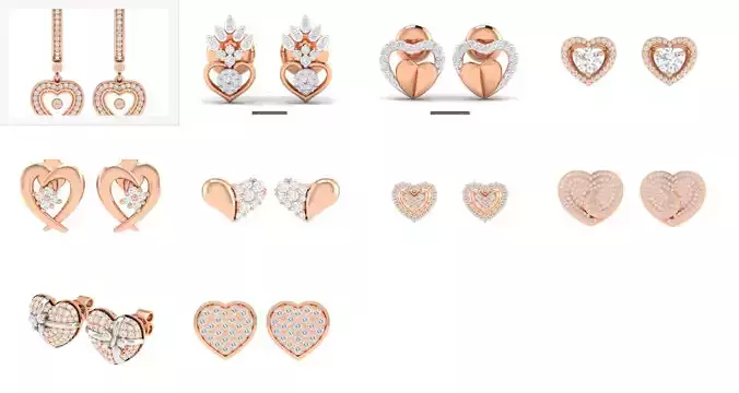 10 Heart Studs 3D Model Collection