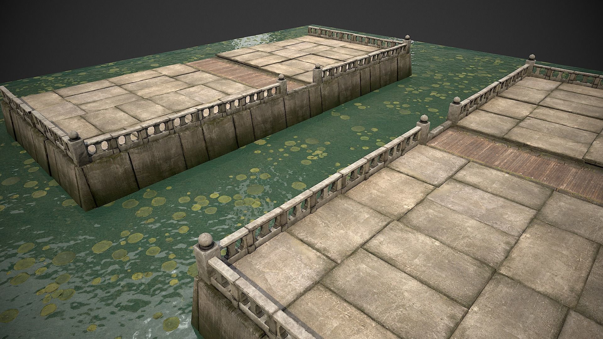 Modular Embankment Low-poly 3D model_10