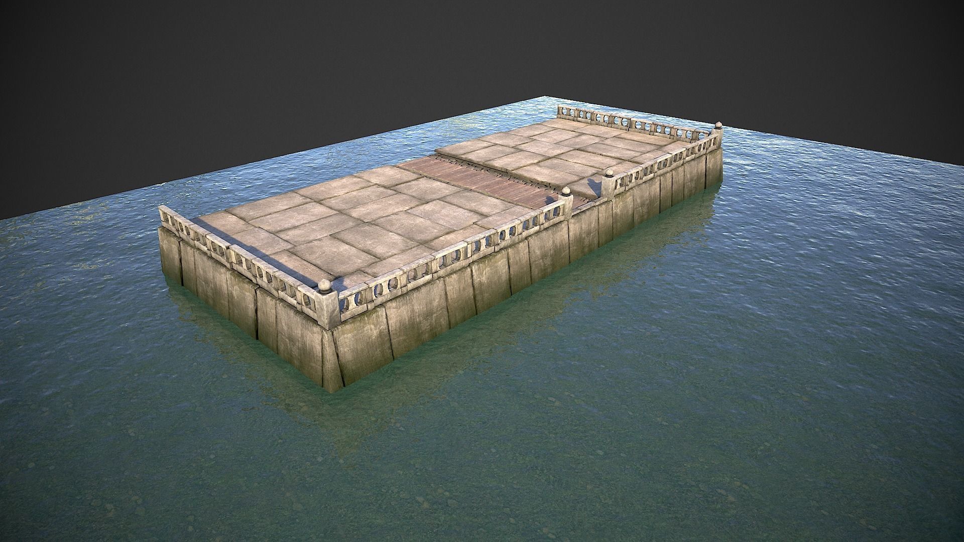 Modular Embankment Low-poly 3D model_5