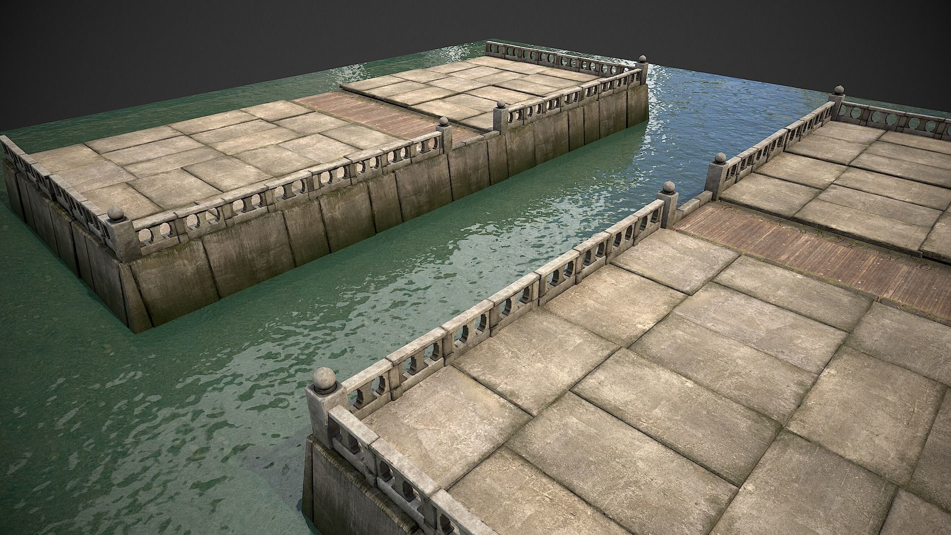 Modular Embankment Low-poly 3D model_11