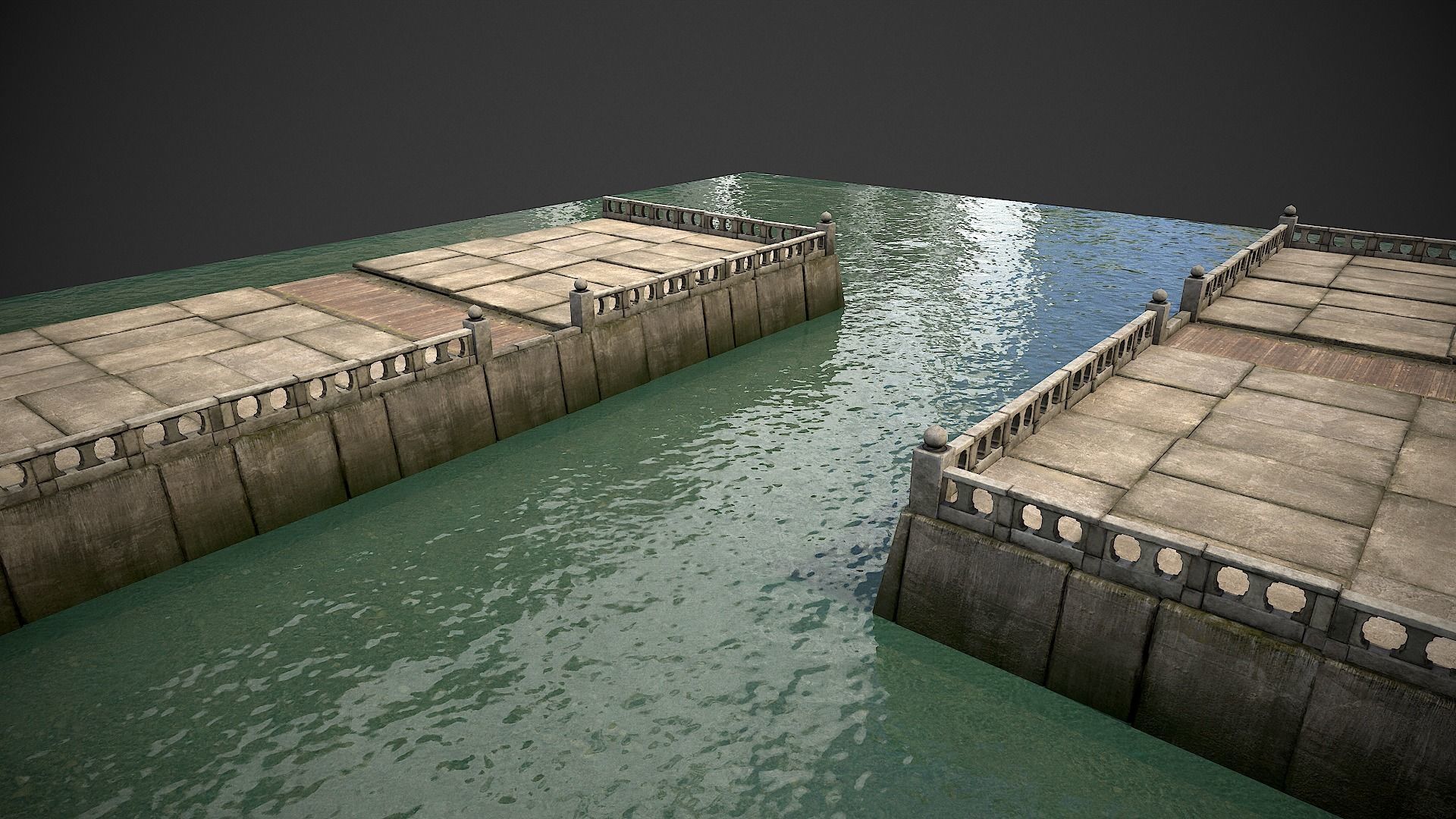 Modular Embankment Low-poly 3D model_14