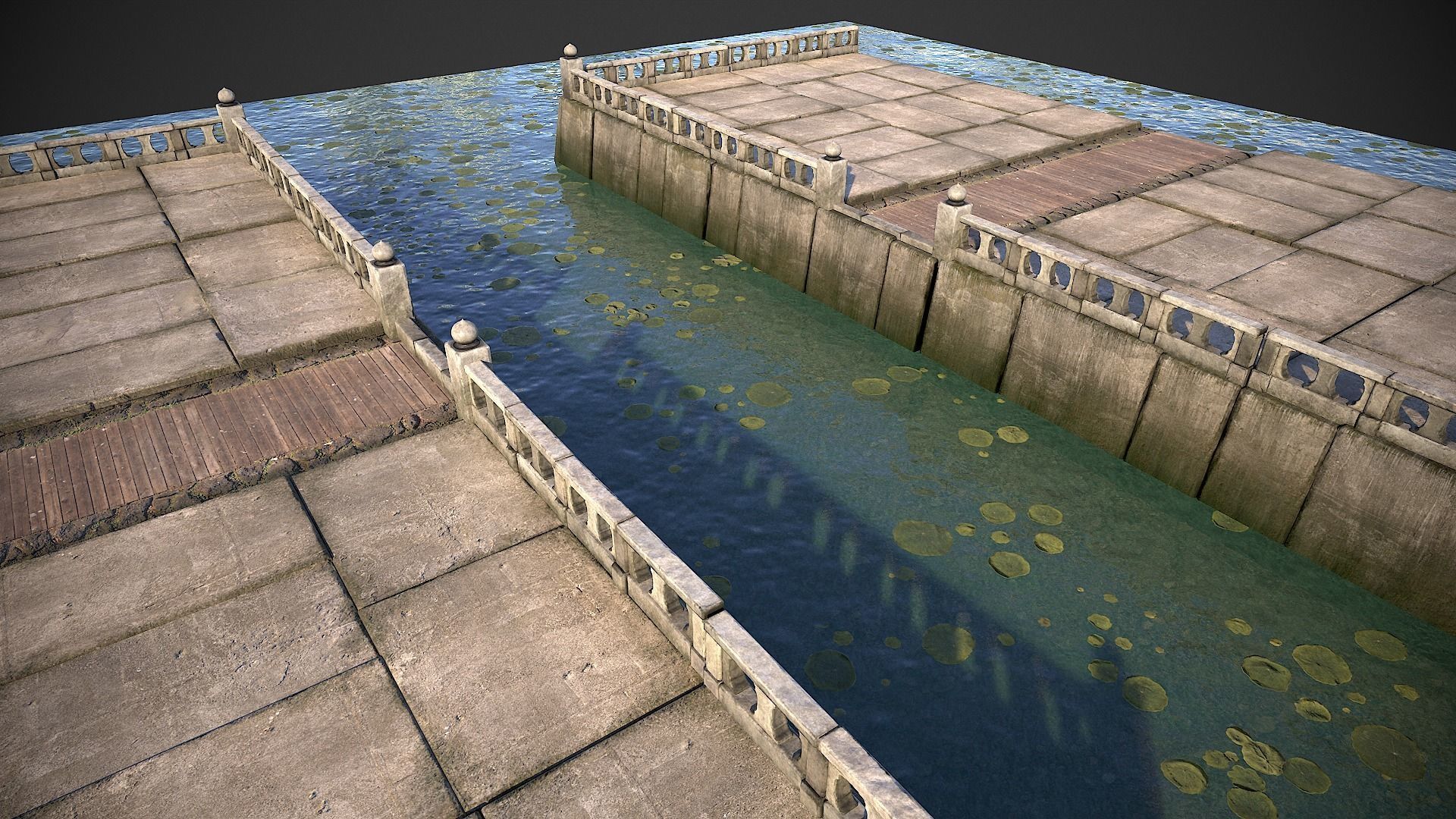 Modular Embankment Low-poly 3D model_8
