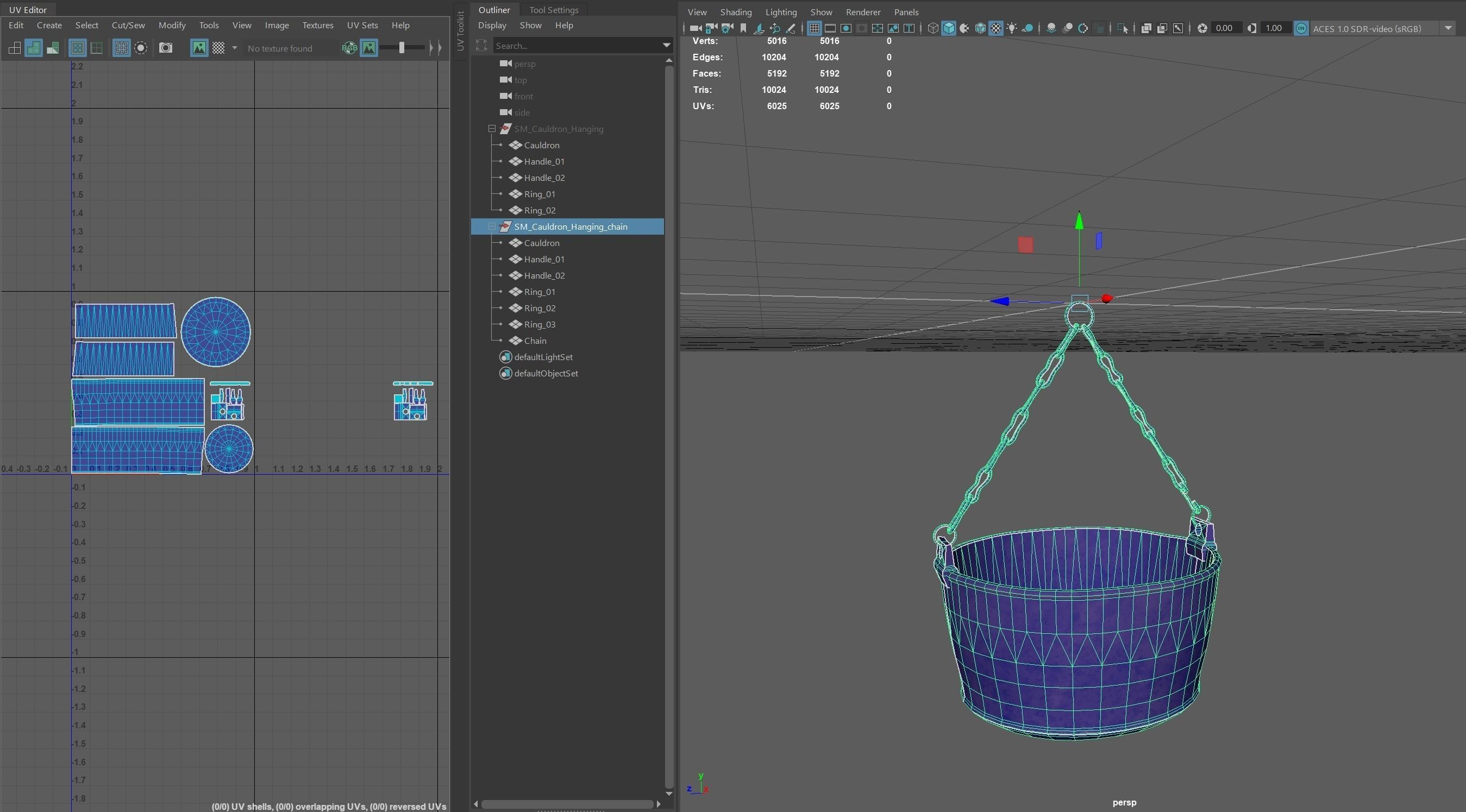 Medieval Cauldron - Hanging Low-poly 3D model_9