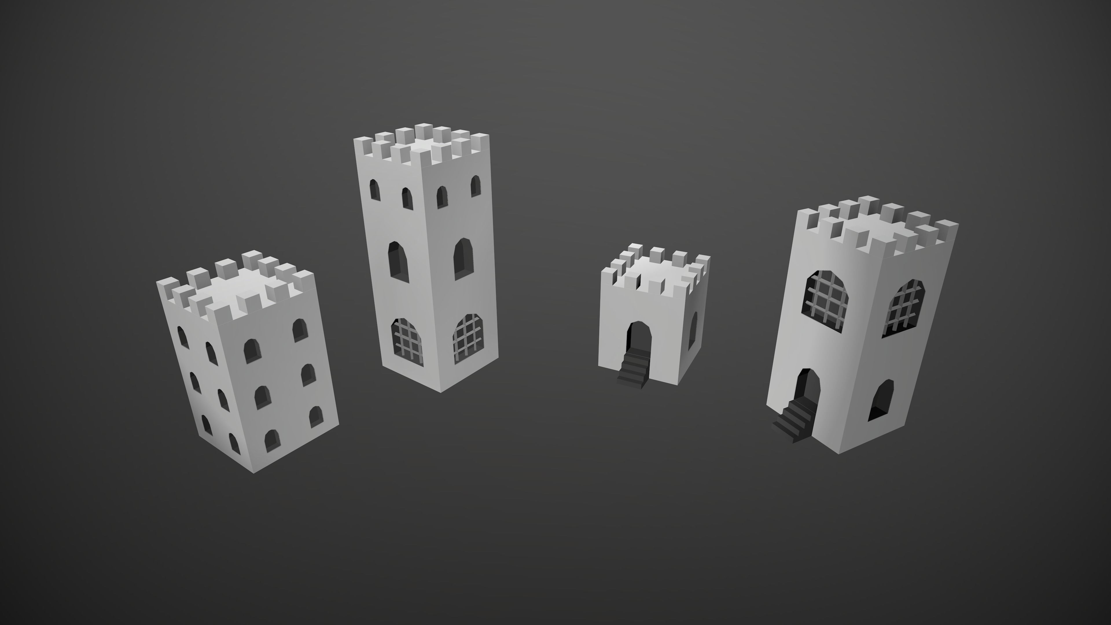 Modular Low Poly Buildings City - Pieces Low-poly 3D model_10