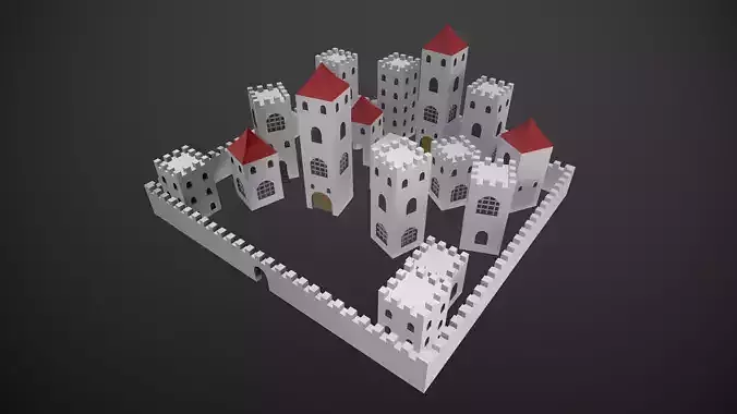 Modular Low Poly Buildings City - Pieces Low-poly 3D model
