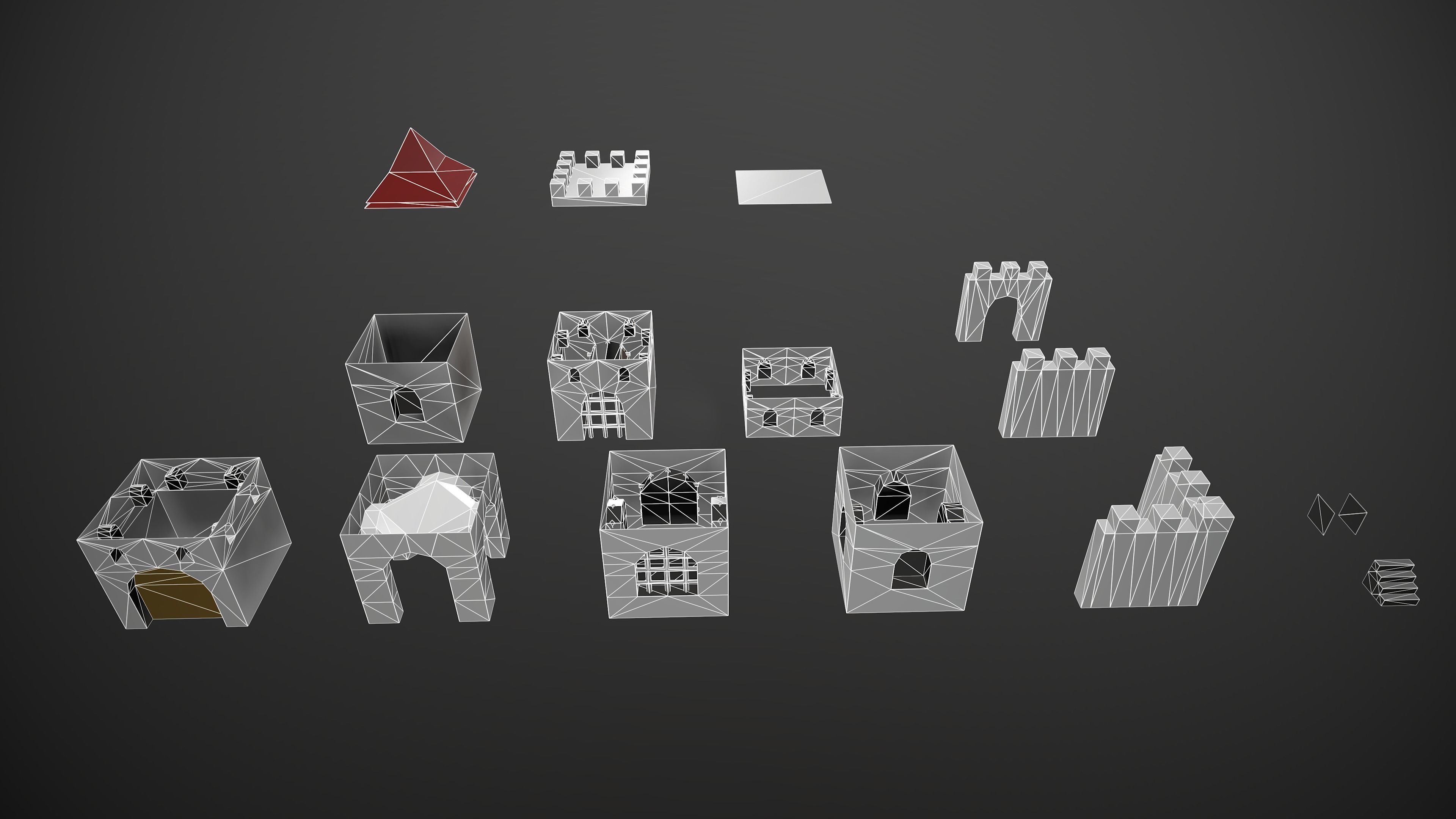 Modular Low Poly Buildings City - Pieces Low-poly 3D model_13