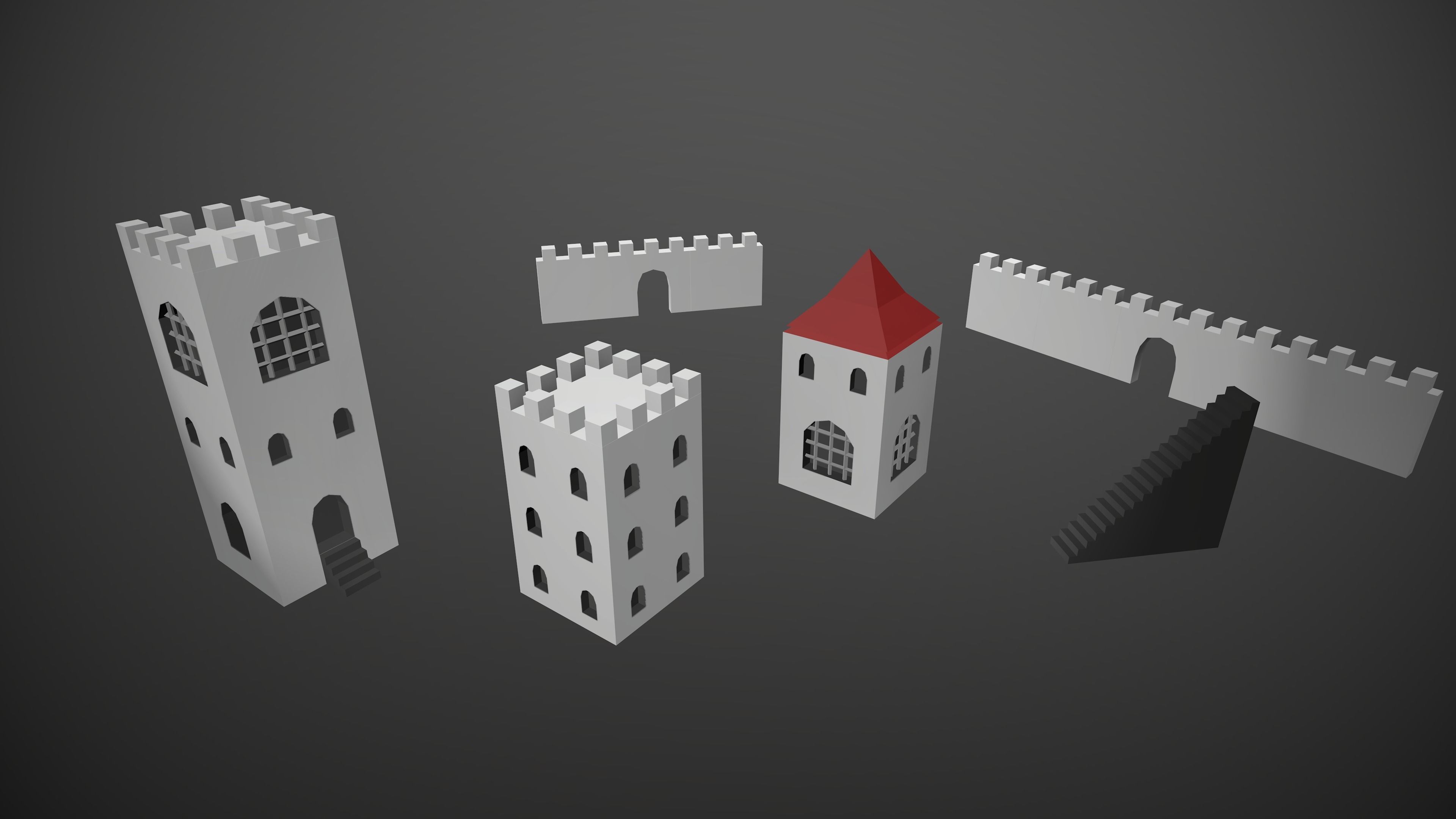 Modular Low Poly Buildings City - Pieces Low-poly 3D model_11