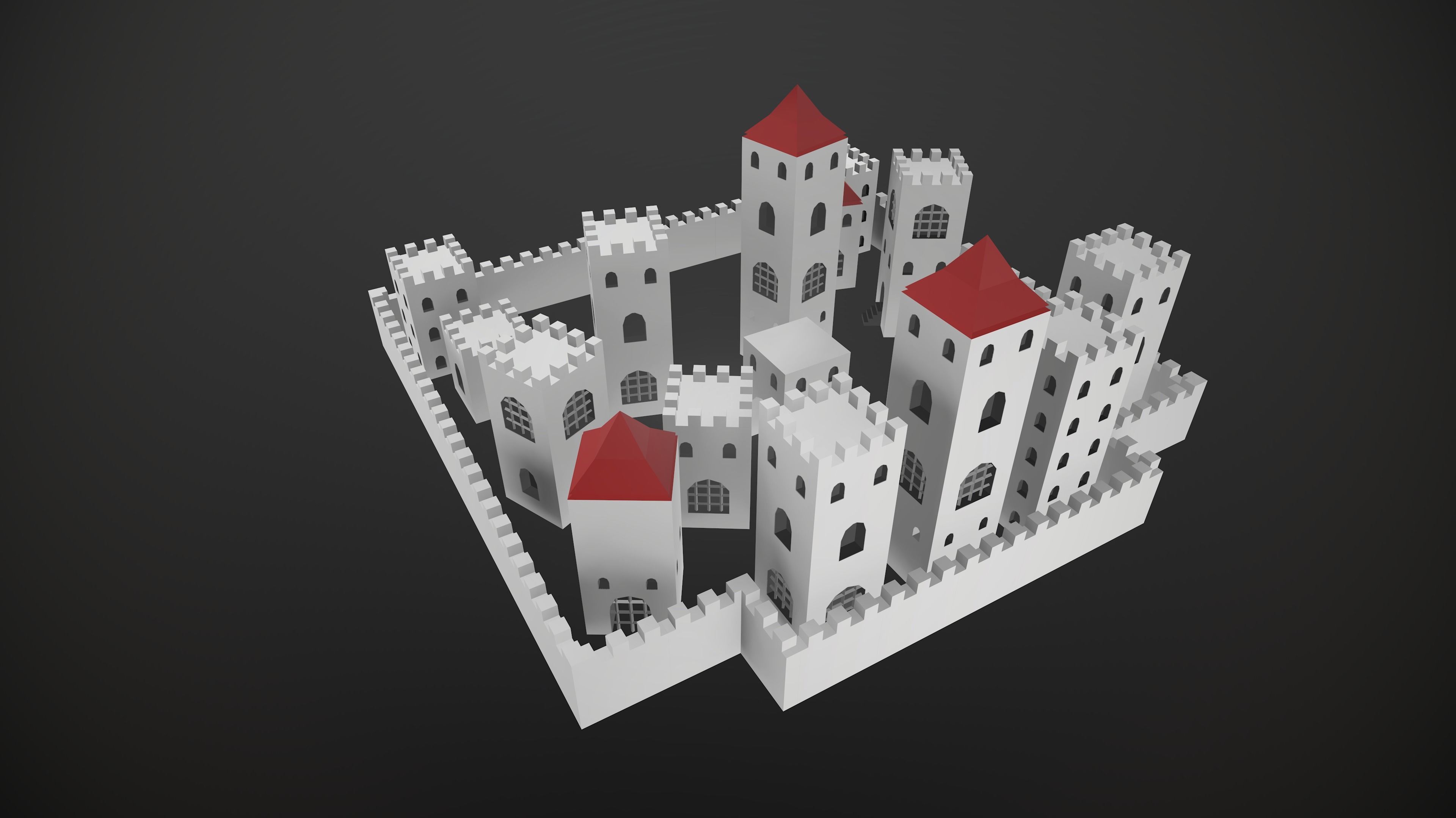Modular Low Poly Buildings City - Pieces Low-poly 3D model_4