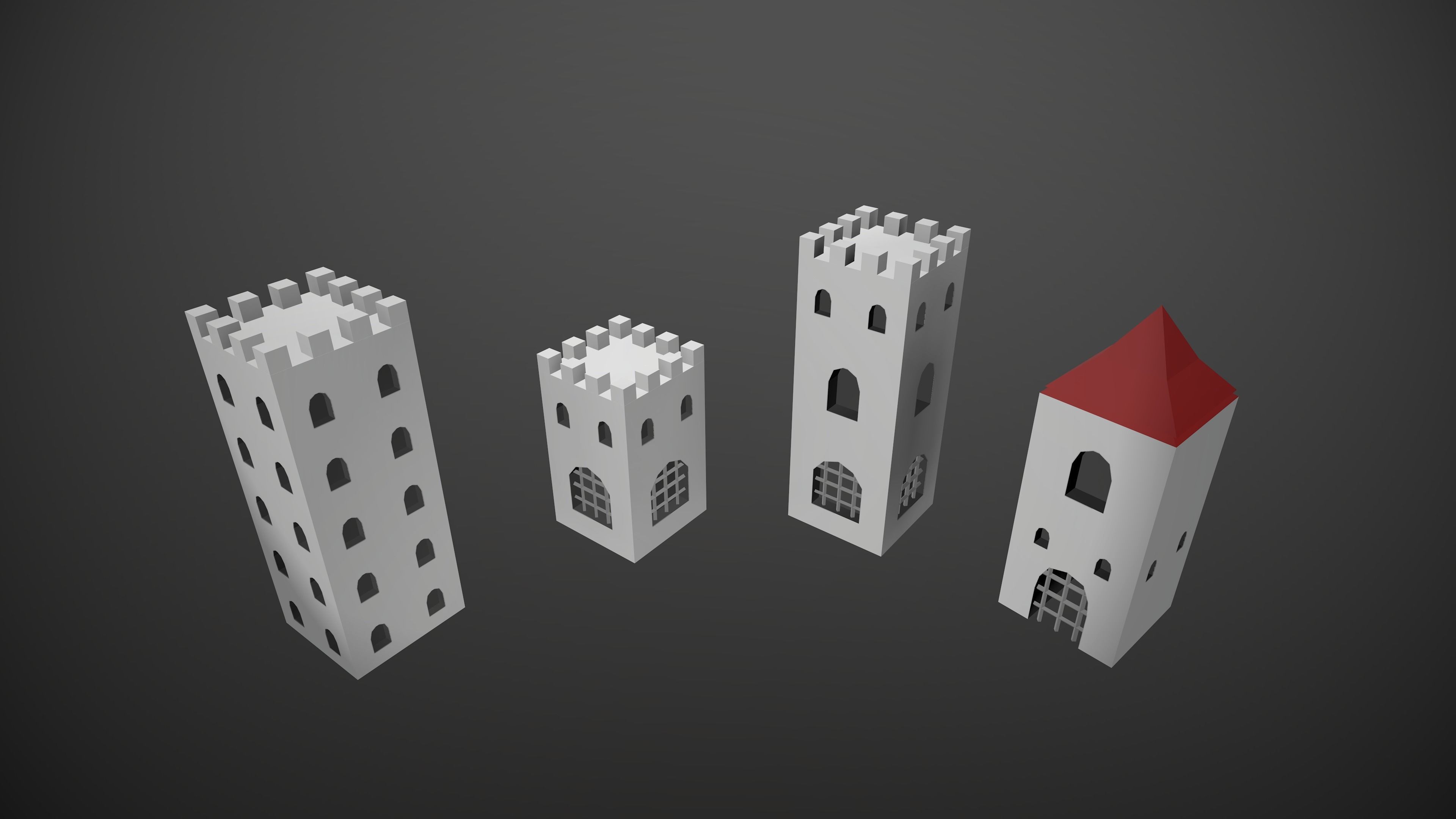 Modular Low Poly Buildings City - Pieces Low-poly 3D model_8