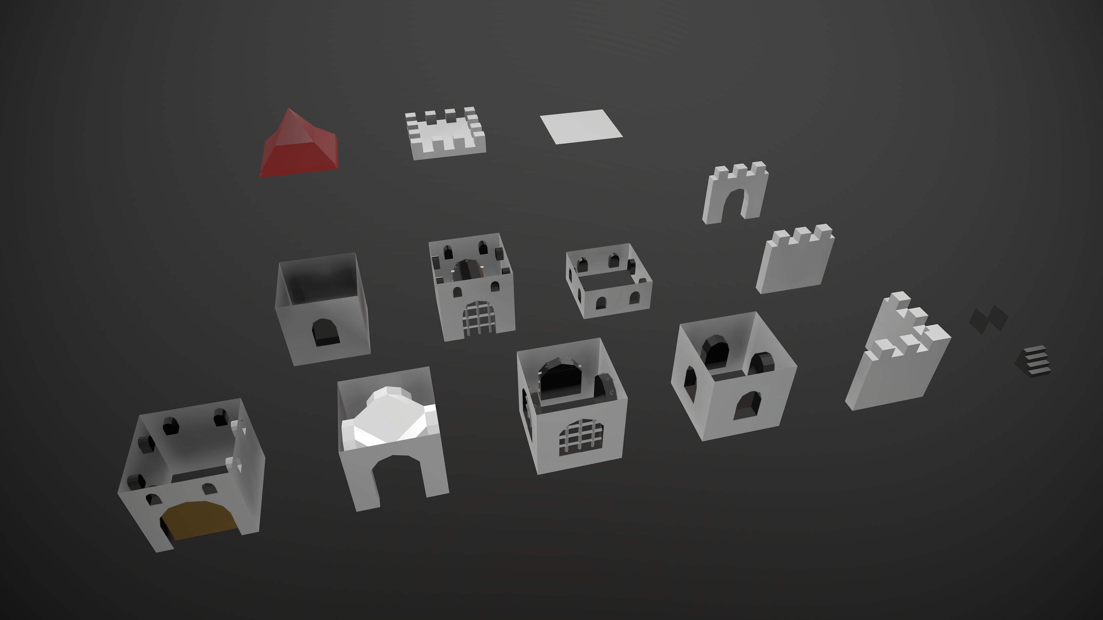 Modular Low Poly Buildings City - Pieces Low-poly 3D model_5