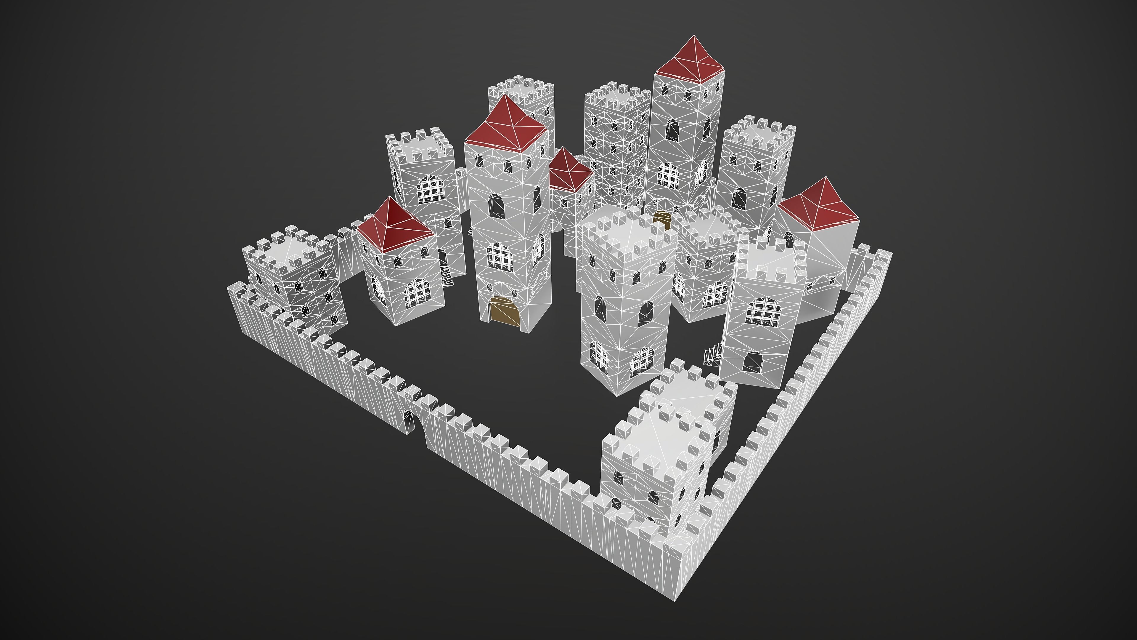 Modular Low Poly Buildings City - Pieces Low-poly 3D model_12