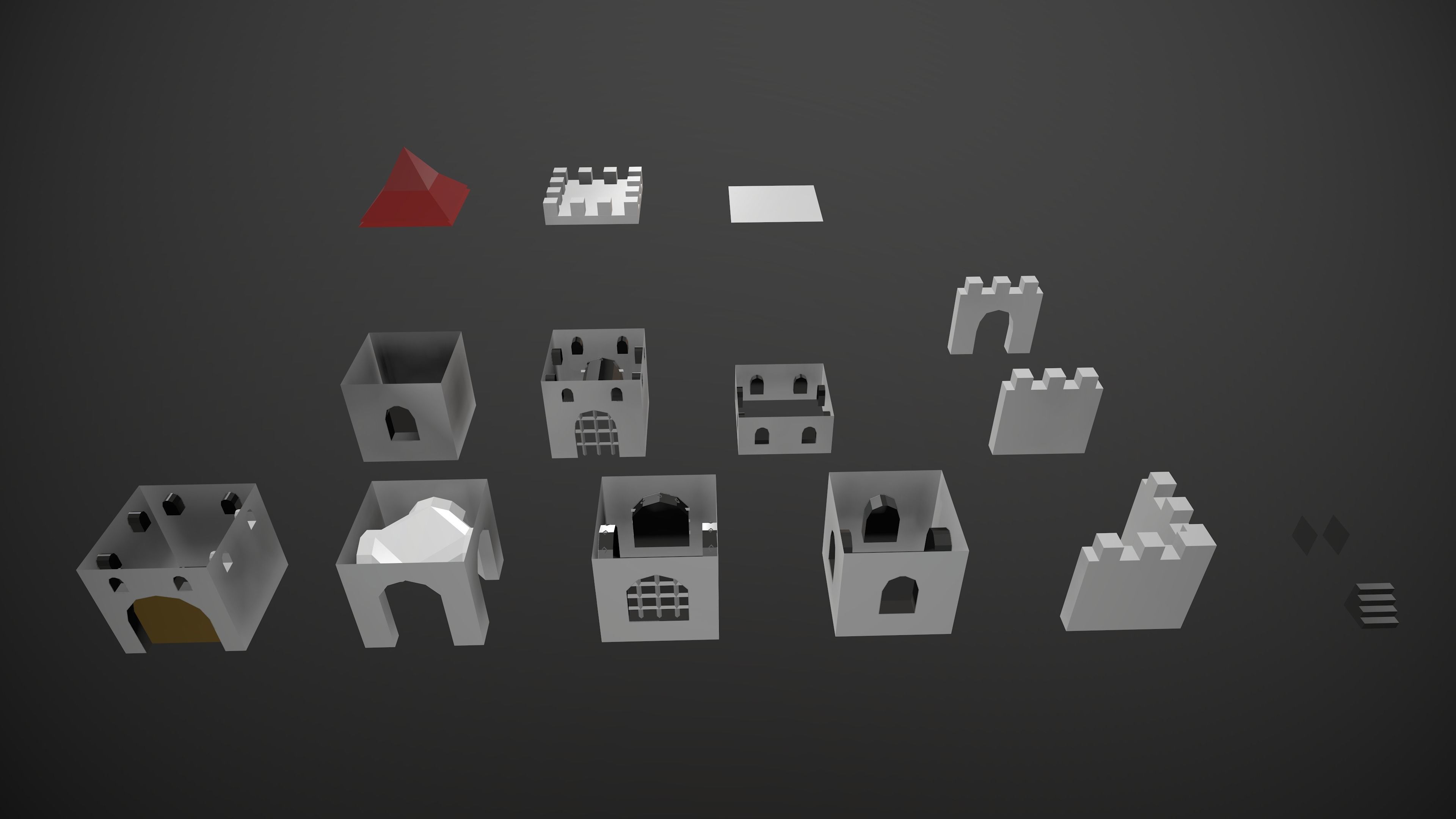 Modular Low Poly Buildings City - Pieces Low-poly 3D model_6