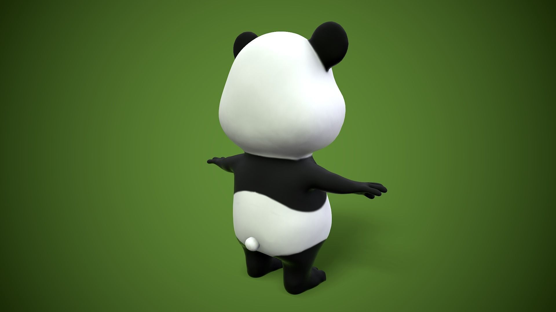 cartoon panda bear Low-poly 3D model_4