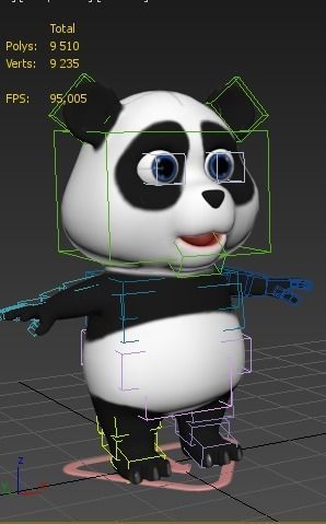 cartoon panda bear Low-poly 3D model_12