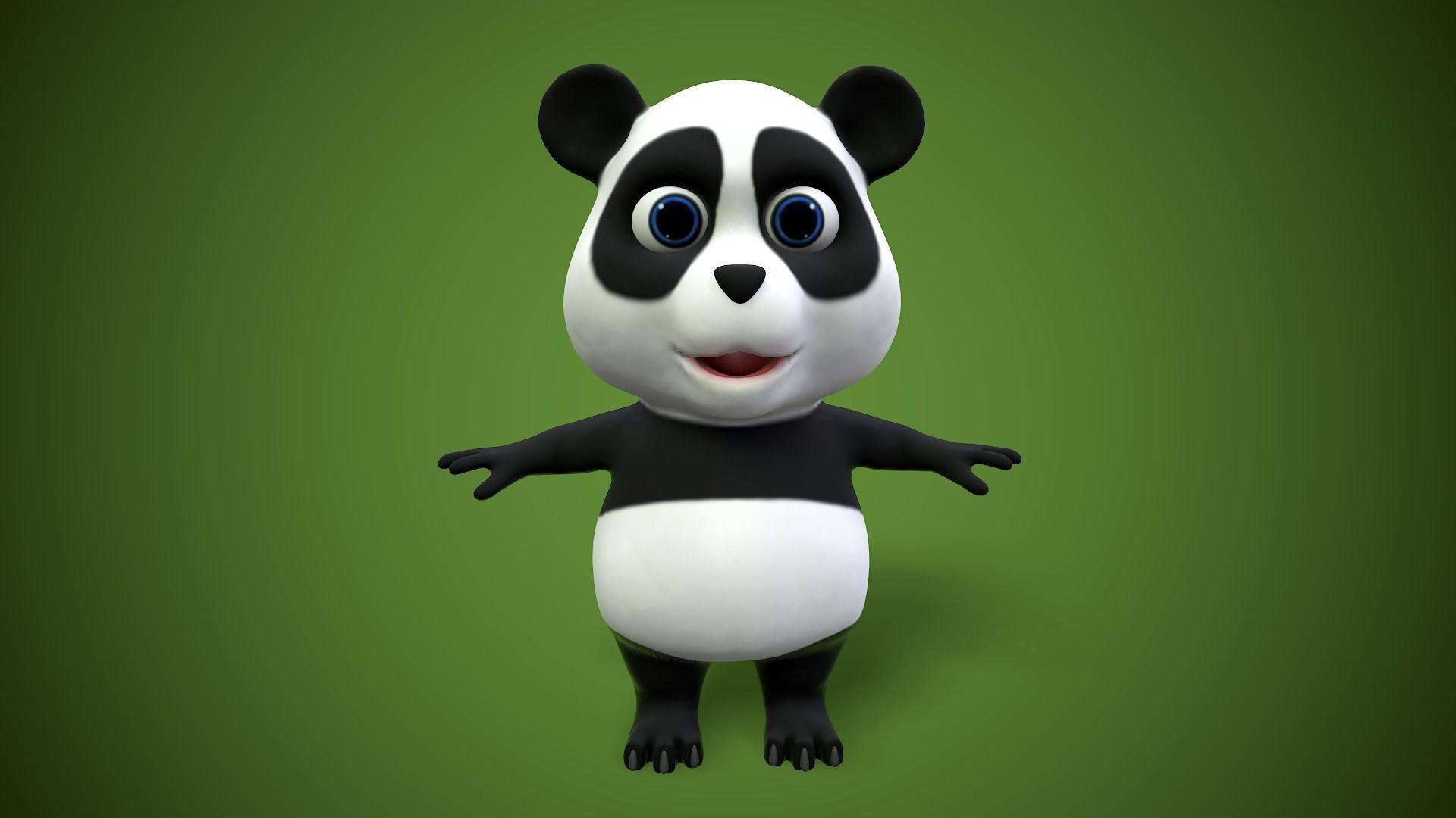 cartoon panda bear Low-poly 3D model_9