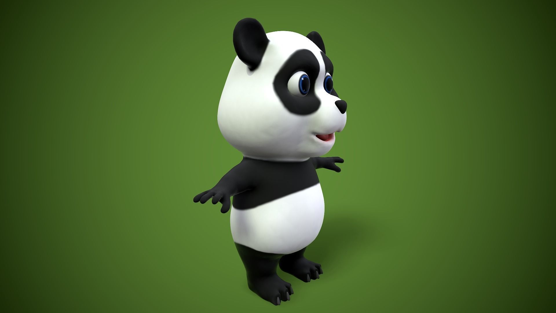 cartoon panda bear Low-poly 3D model_2