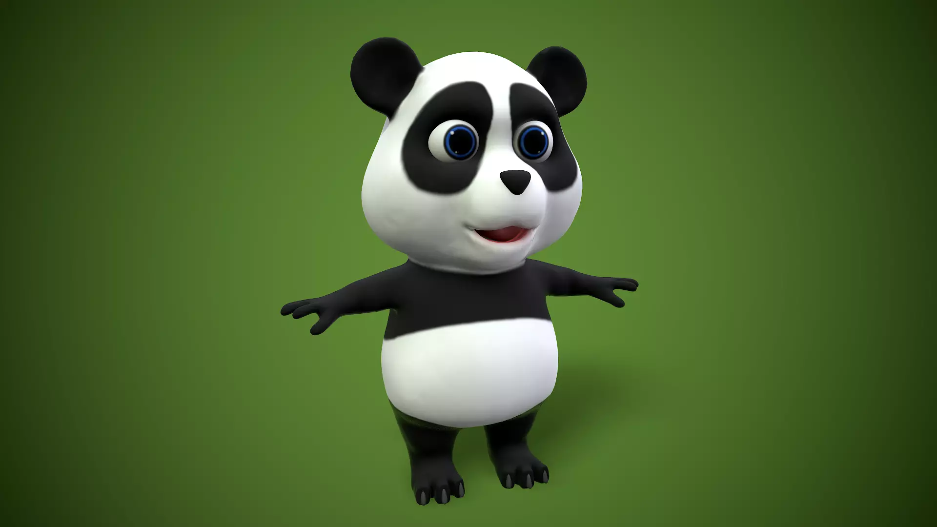 cartoon panda bear Low-poly 3D model_0